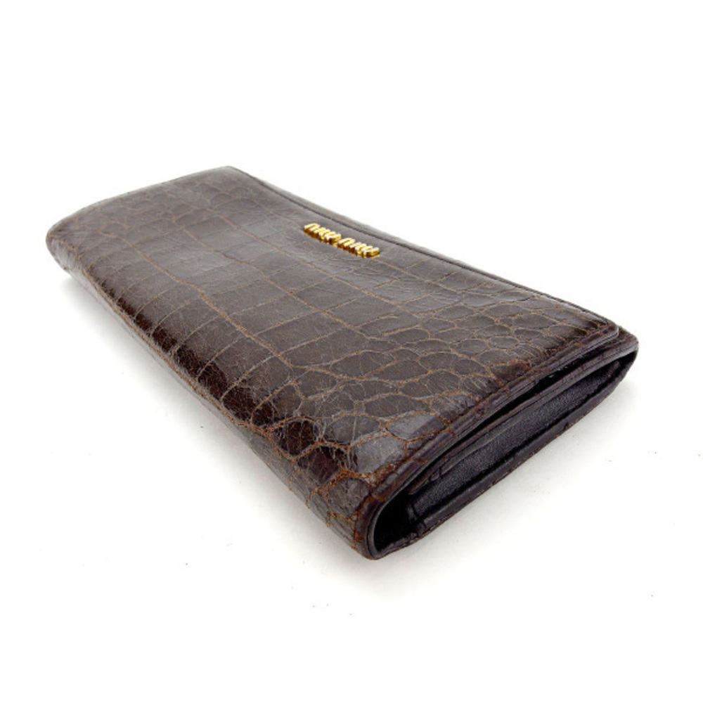 Miu Miu Long Wallet Long Wallet Crocodile Brown L… - image 4